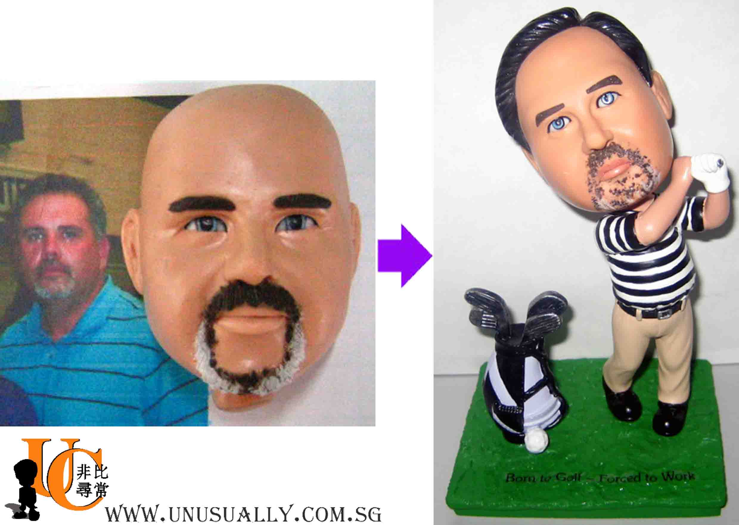 Customized 3D Caricature Male Fixed Or Bobblehead Figurine